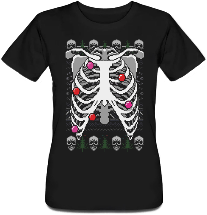 

Женская футболка Fat Cat Festive Ribcage (чёрная)  43296, Женская футболка Fat Cat Festive Ribcage (чёрная) M 43296