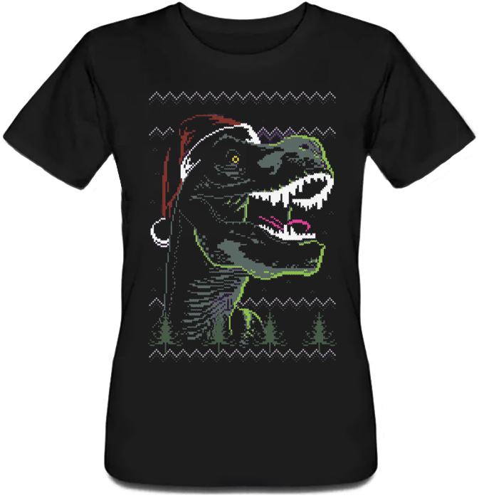 

Женская футболка Fat Cat Funky Christmas Dinosaur (чёрная)  43080, Женская футболка Fat Cat Funky Christmas Dinosaur (чёрная) XL 43080