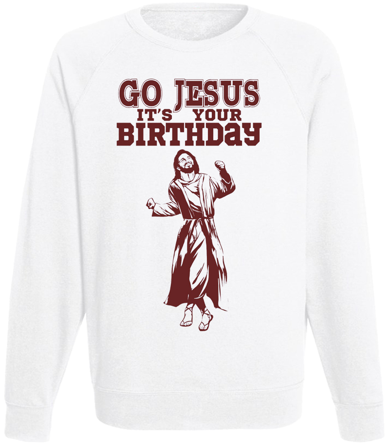 

Мужской свитшот Fat Cat Go Jesus It's Your Birthday (белый)  39816, Мужской свитшот Fat Cat Go Jesus It's Your Birthday (белый) L 39816