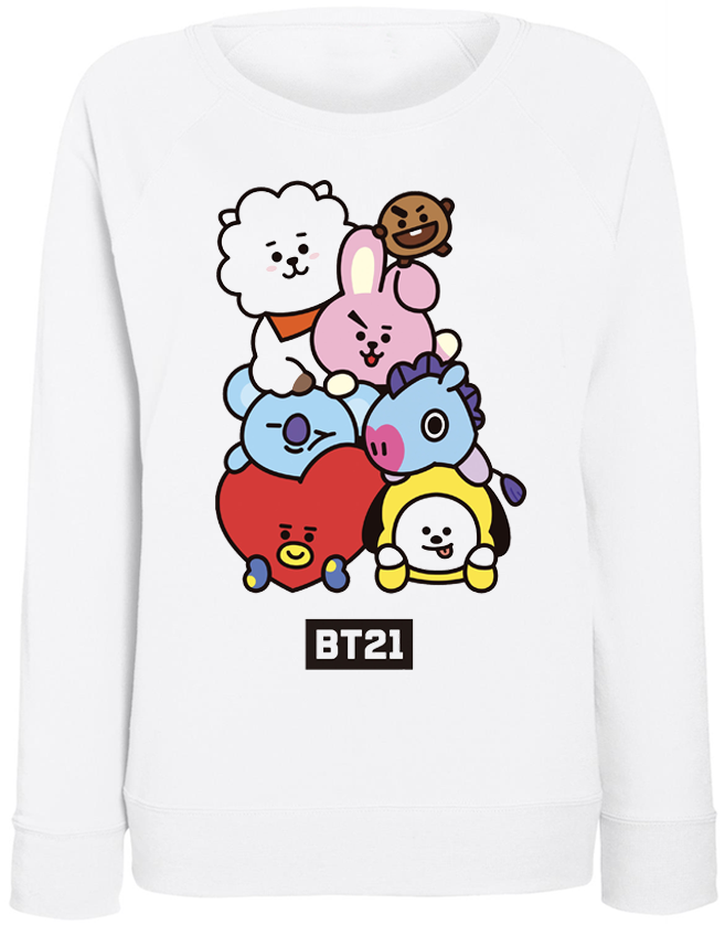 

Женский свитшот Fat Cat BTS Bangtan Boys "BT21" (белый)  37807, Женский свитшот Fat Cat BTS Bangtan Boys "BT21" (белый) S 37807