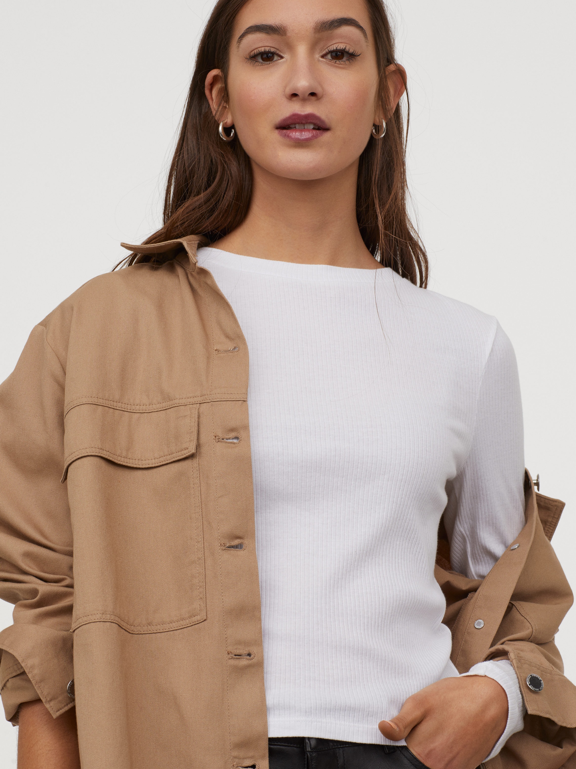 

Лонгслив H&M 688558b16 XL Белый