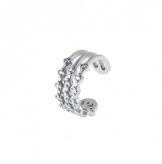 

Кафф серьга без прокола серебряный кафф с фианитами Love Story Silver