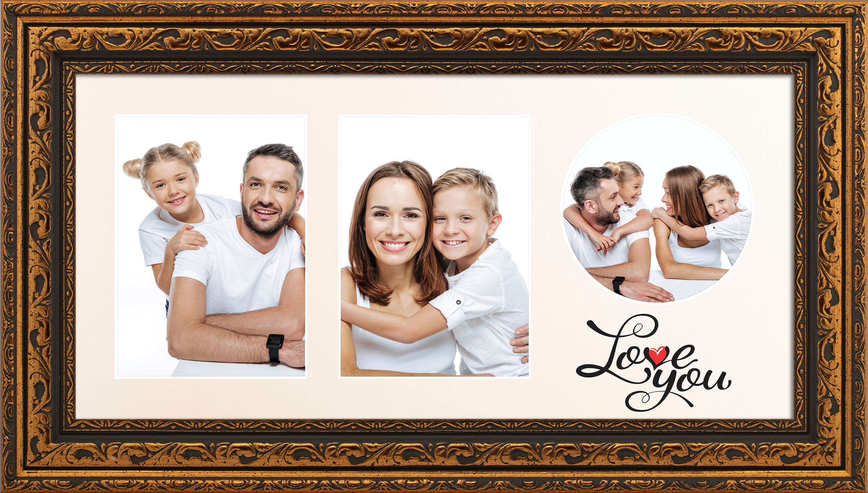 

Фоторамка коллаж с паспарту LOVE YOU для 2 фото 13х18 и 1 фото 13х13 багет: 111-G (глянцевый прозрачный пластик 0.8мм, двп, паспарту) EmojiFrame