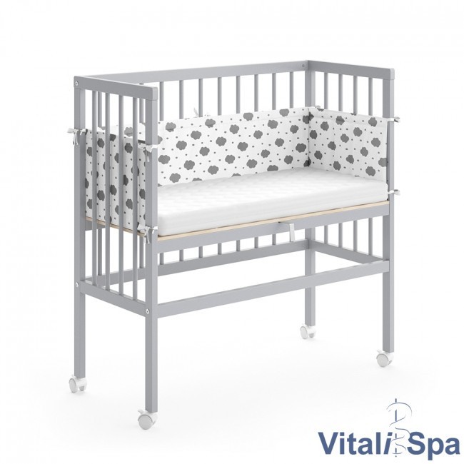 

Приставная кроватка Vitalispa Sophie, дерево, серая