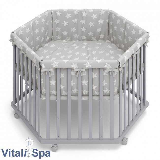 

Детский манеж-кроватка Vitalispa Estrella , дерево, серый