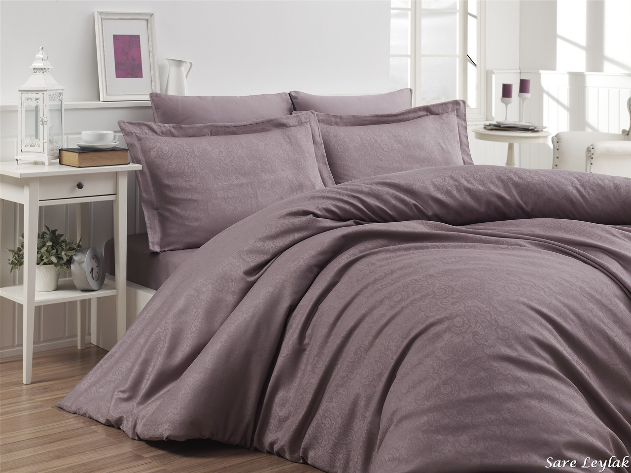 

First Choice Комплект постельного Satin Jacquard Sare Leylak 200*220