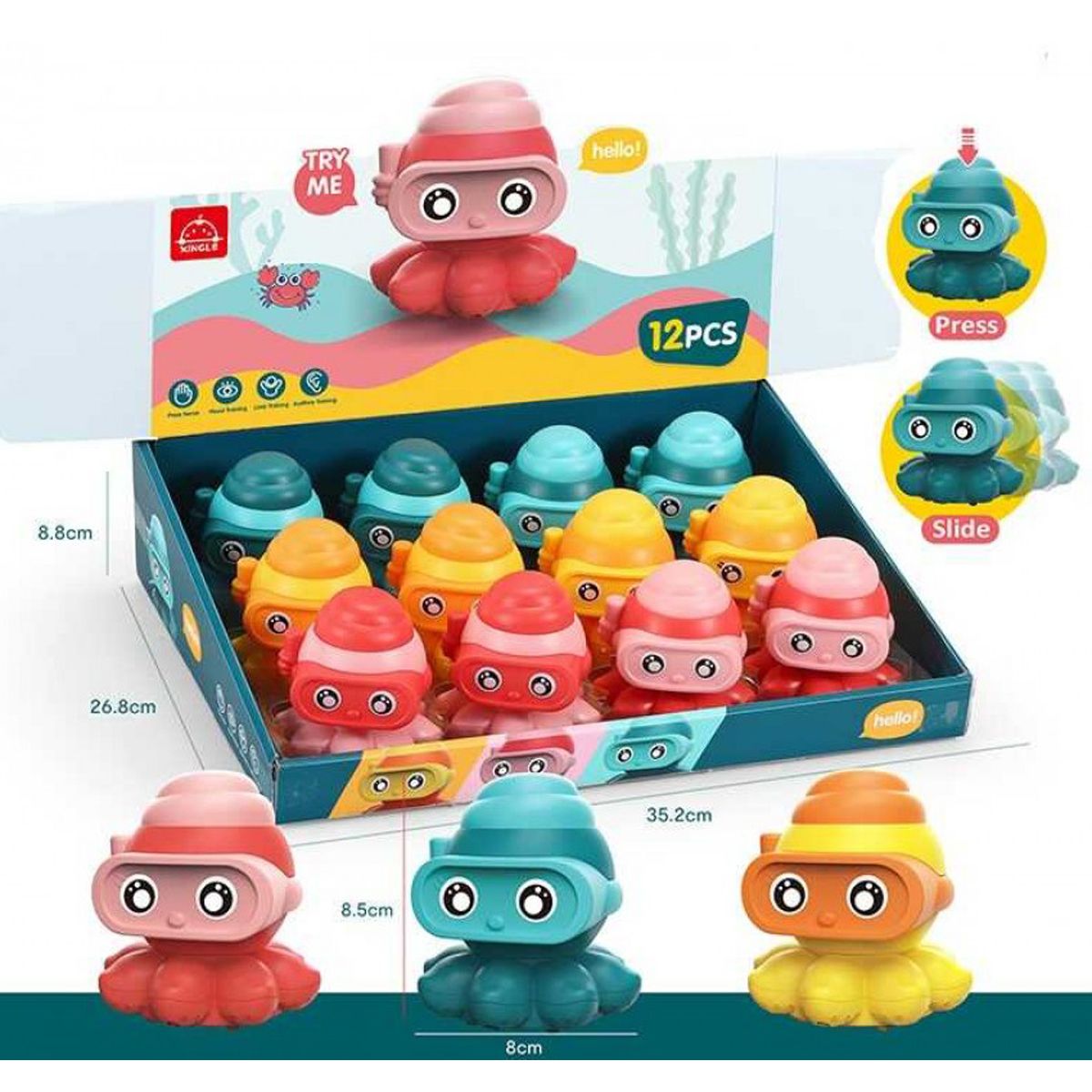 

Заводная игрушка Осьминог 12 шт Xingle (203) (165955)