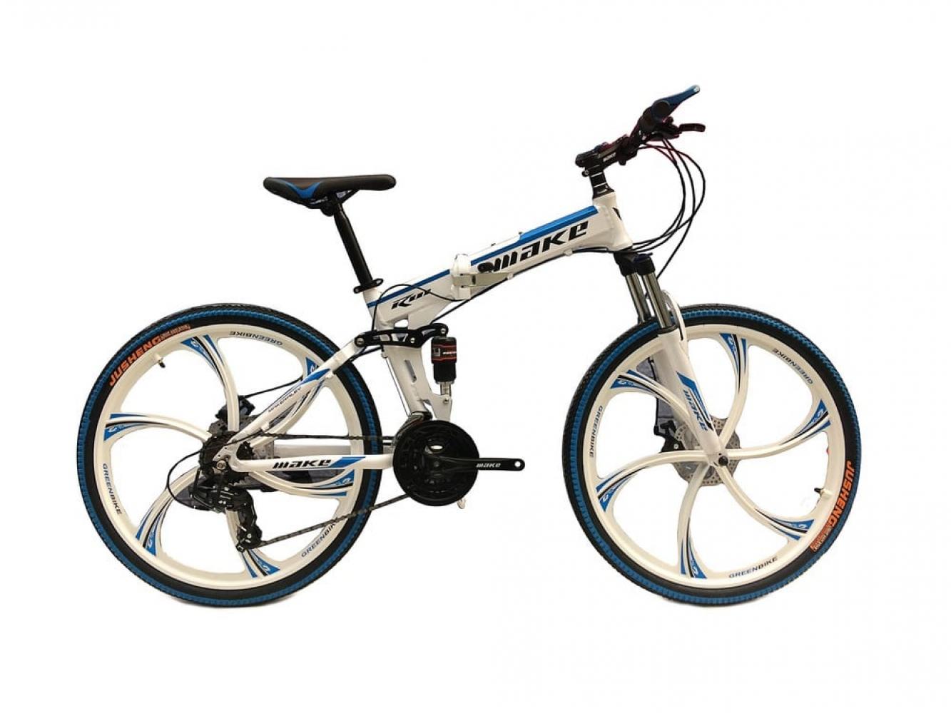 

Велосипед Make bike со складной рамой 17", литые диски 26", бело-синий