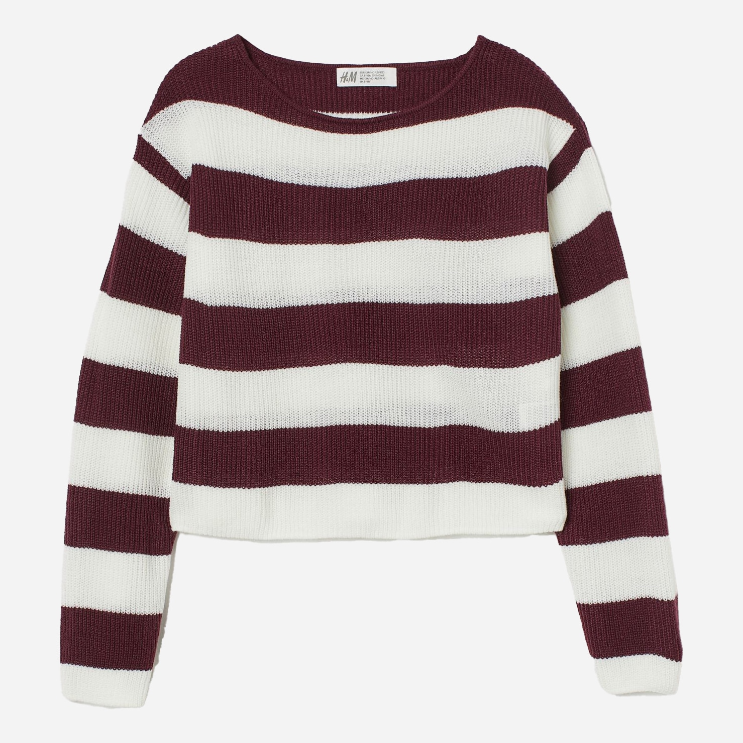 

Джемпер H&M 1503-8631163 170 см Бело-бордовый/Полоска
