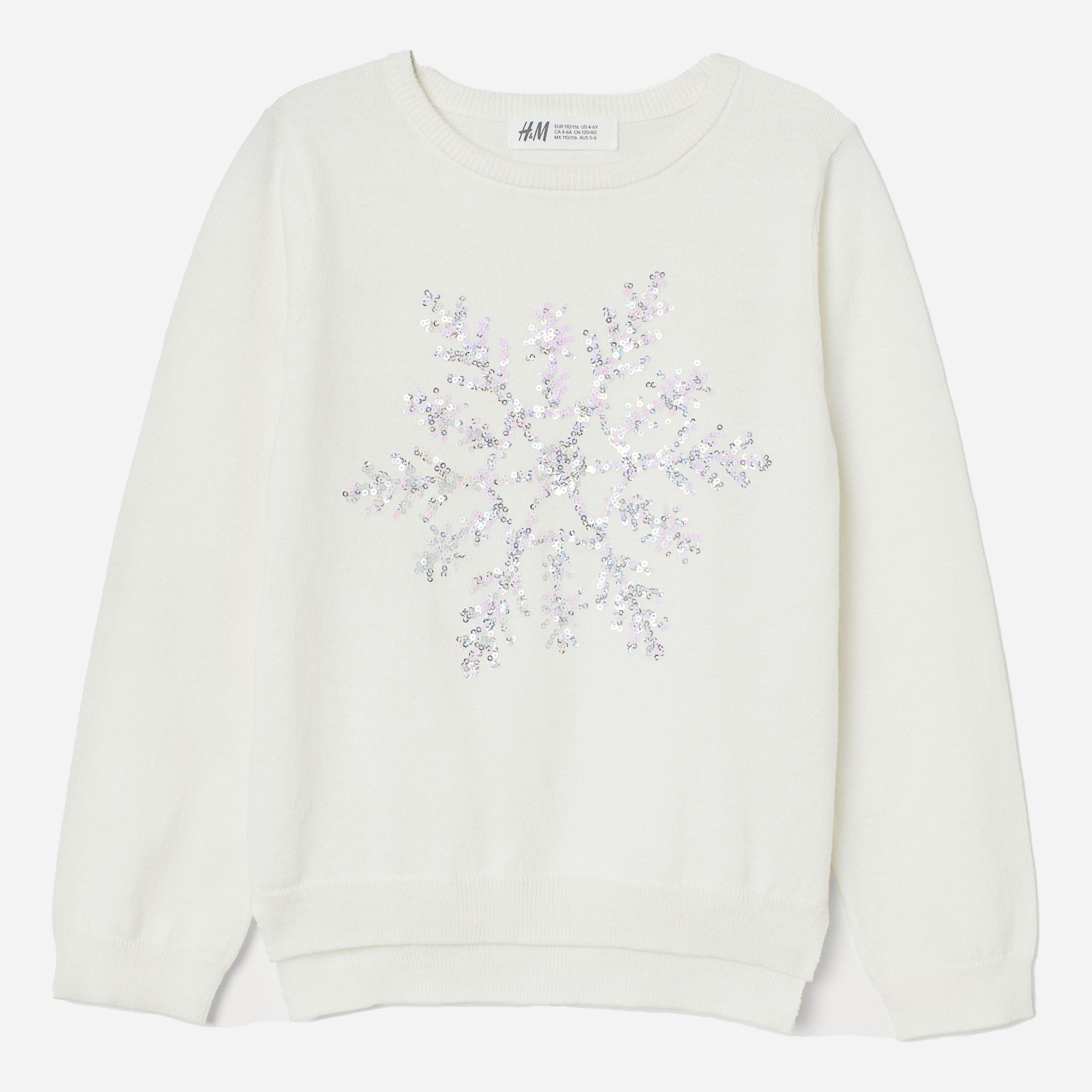 

Джемпер H&M 7398890 104 см Белый/Снежинка