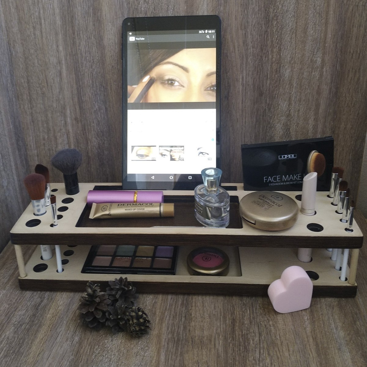 

Органайзер-подставка Wooden Organizer для косметики