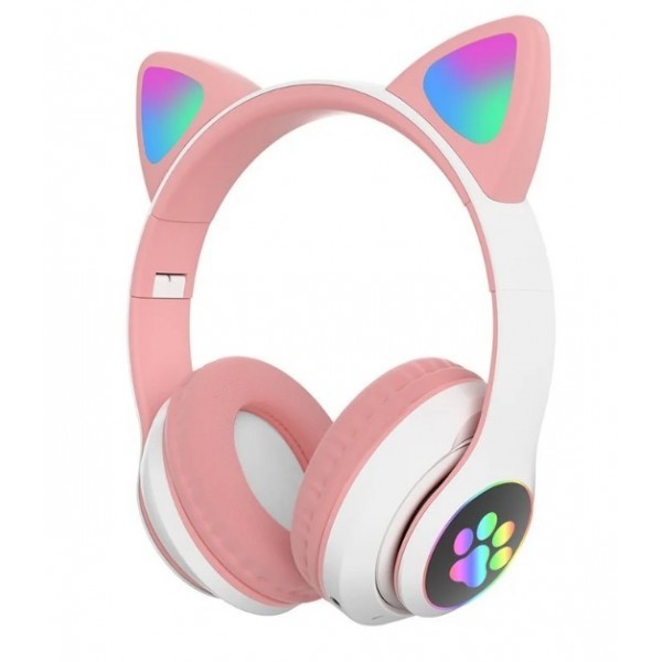 

Наушники Беспроводные Bluetooth Cat Ear VZV-23M с ушками и LED подсветкой Pink