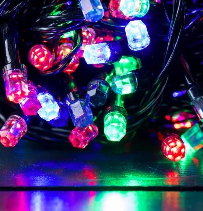 

Светодиодная гирлянда Рубин 300 LED мульти, черный провод