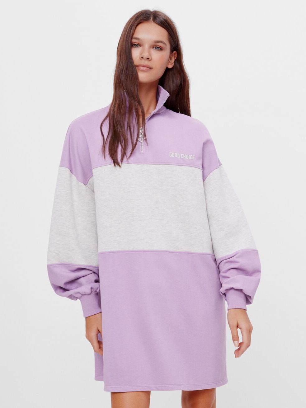 

Платье Bershka 5613/187/612 XS/S Фиолетовое с серым