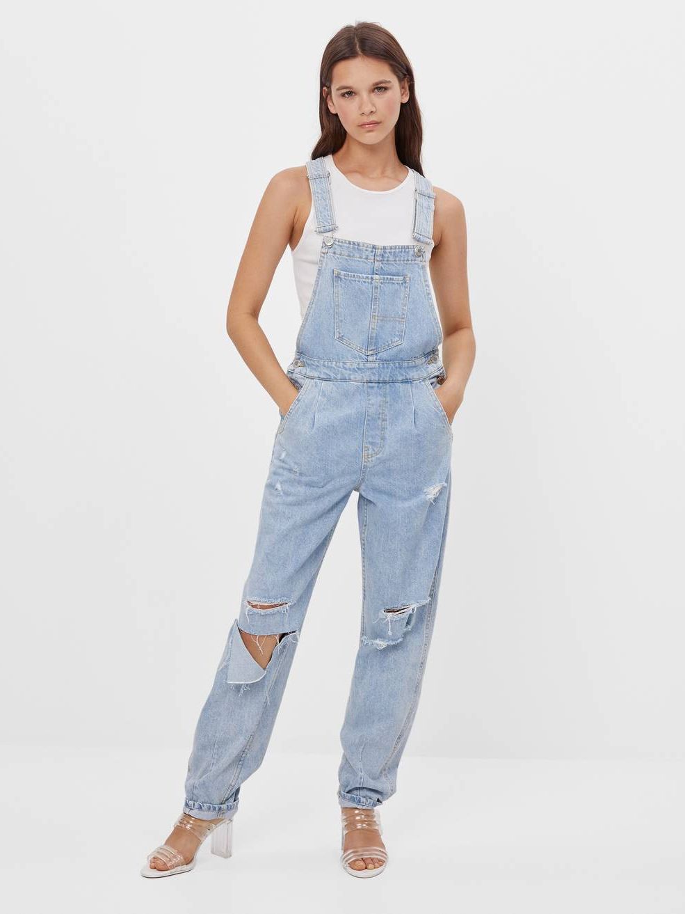 

Полукомбинезон джинсовый Bershka 2985/847/428 S Голубой джинс