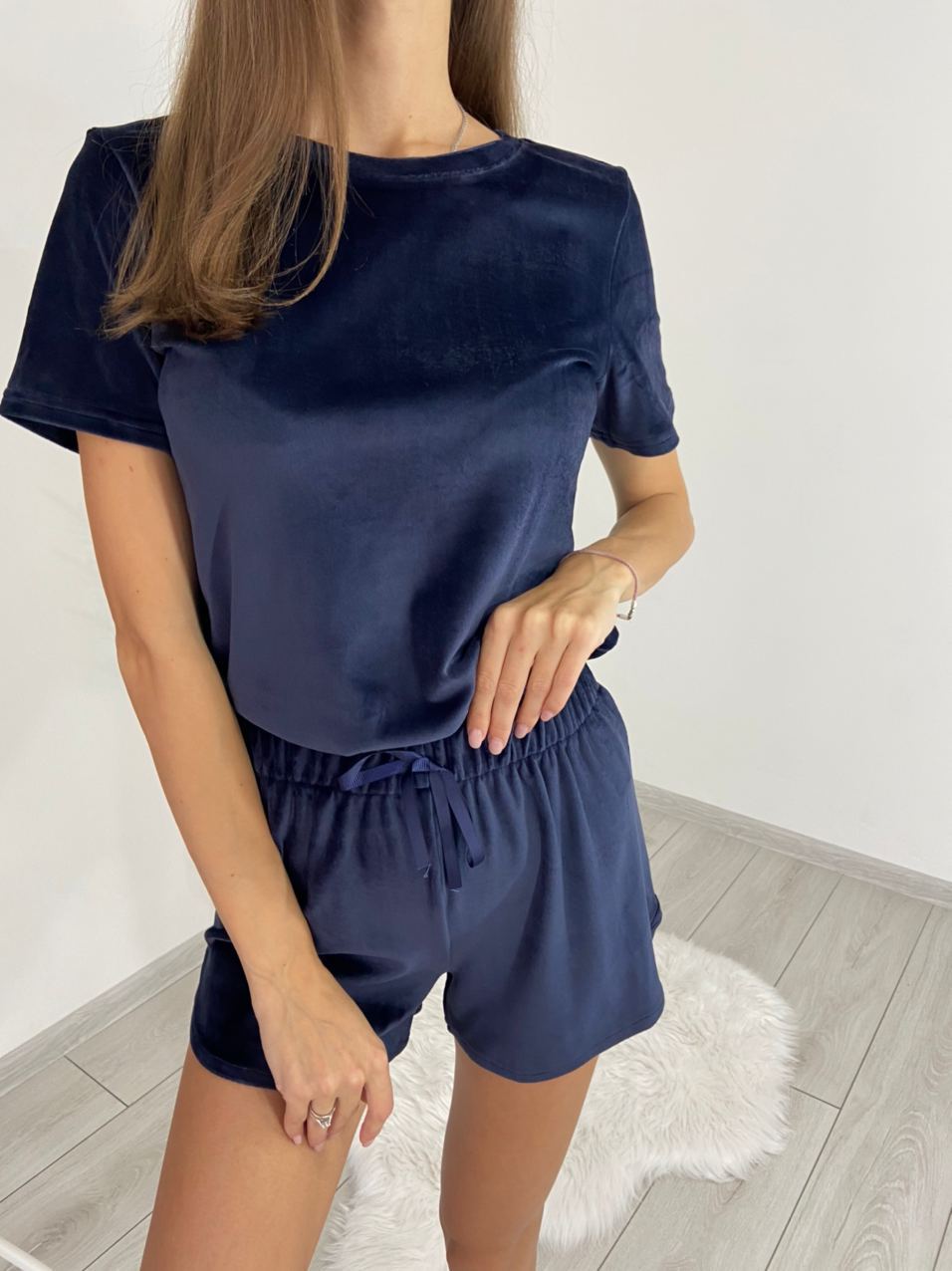 

Пижама футболка с шортами велюр Shuna Comfort Синий S/M/L