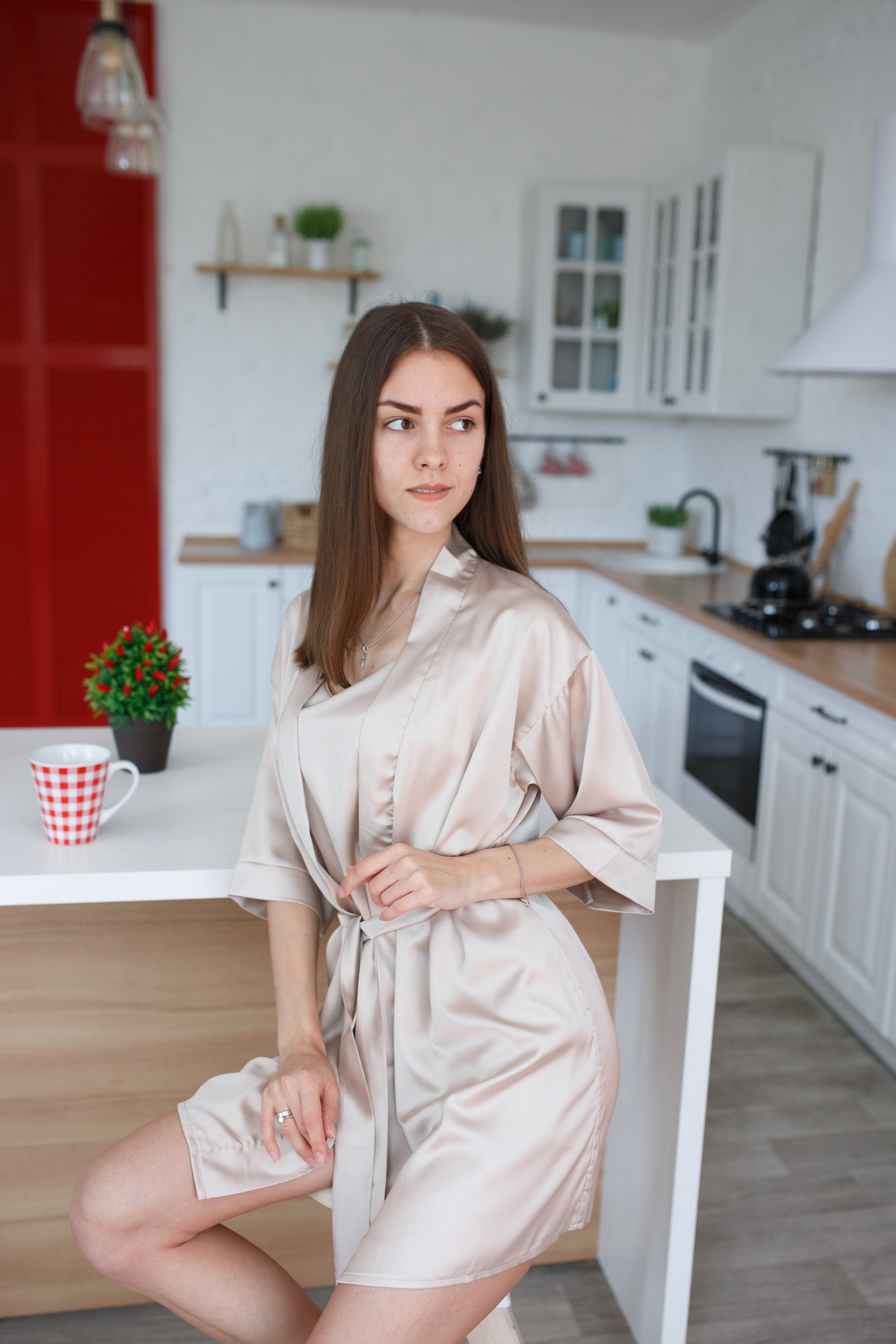 

Пижамный комплект шелковый Shuna Comfort Шампань S/M/L 3 предмета