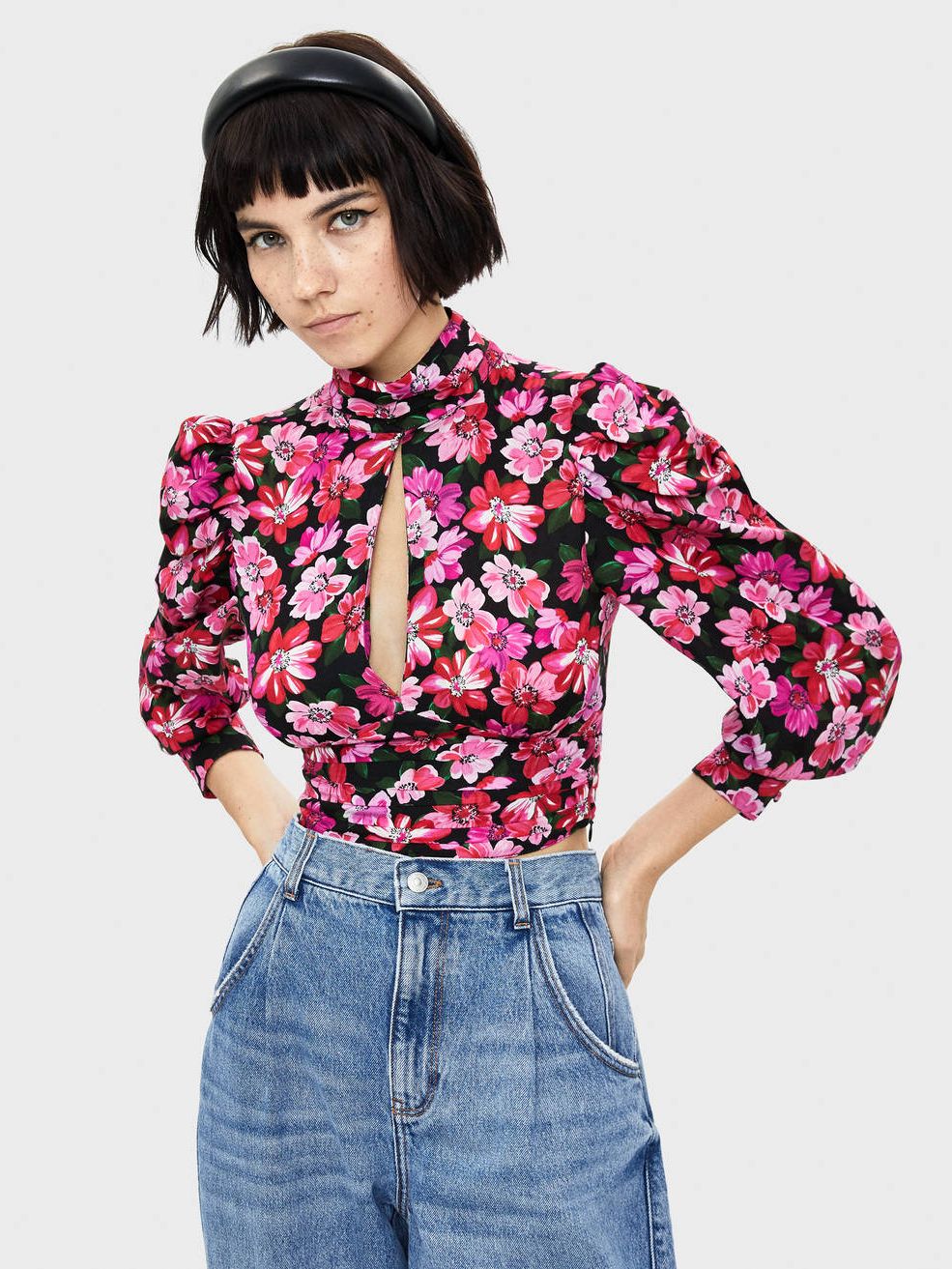 

Блузка Bershka 5859/679/800 S Розовая с черным
