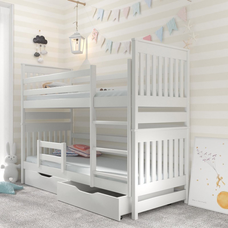 

Кровать двухъярусная деревянная с массив бука ТМ Луна Адель Дуо 90х200 белый