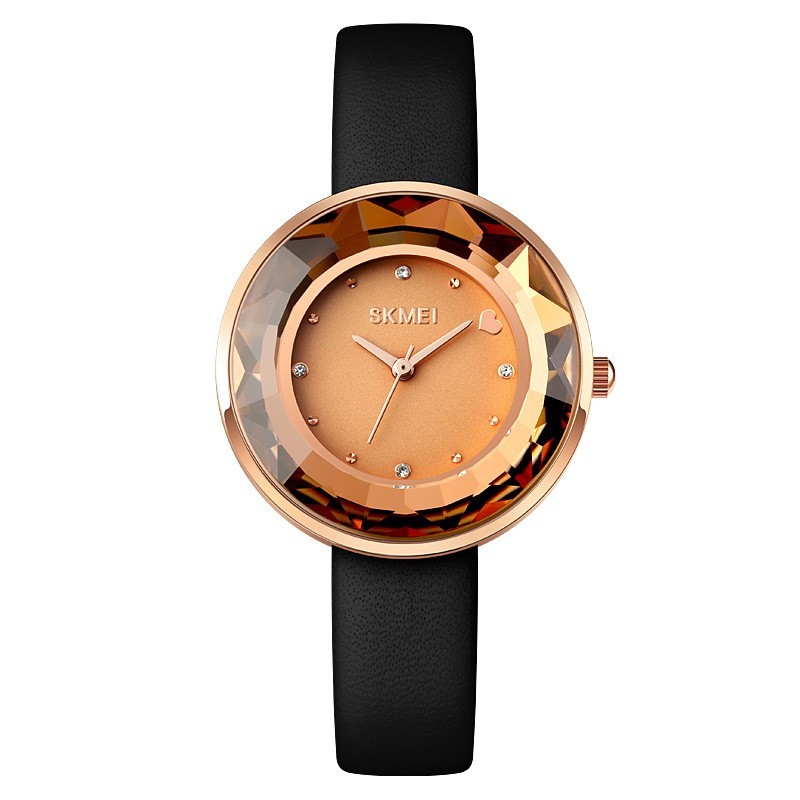 

Женские часы Skmei 1707 black leather черные