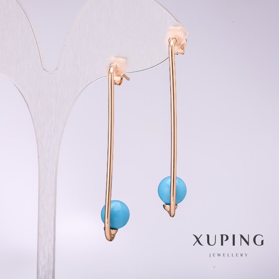 

Серьги Xuping с голубым жемчугом Майорка 48х8мм позолота, ida32091