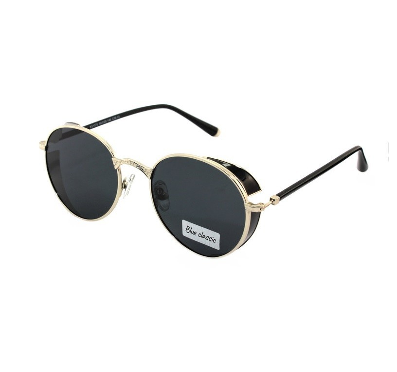 

Очки солнцезащитные Blue Classic круглые с черными линзами золотая оправа 313752