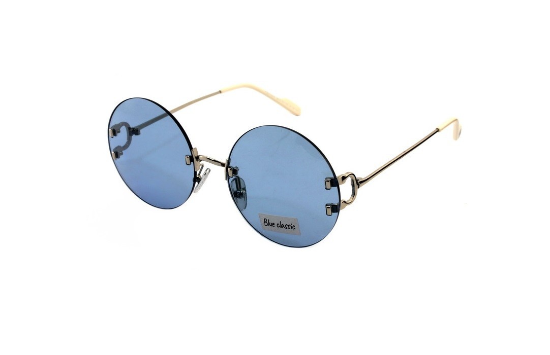 

Очки солнцезащитные круглые Blue Classic в золотой оправе металл с голубыми линзами 315243