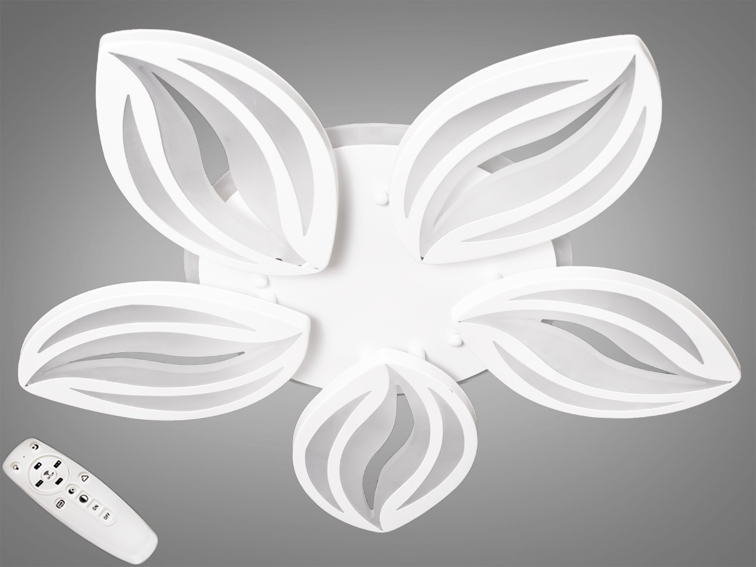 

Потолочная LED люстра AlexMosh с диммером и подсветкой 7ми цветов RGB 75W цвет белый (018)