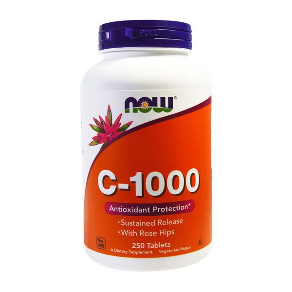 

Витамин C Now Foods C-1000 with rose hips (250 табс) нау фудс