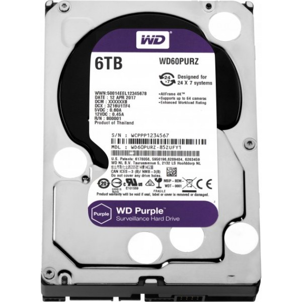 

Жорсткий диск Western Digital Purple 6TB 64MB 5400rpm WD60PURZ 3.5 SATA III