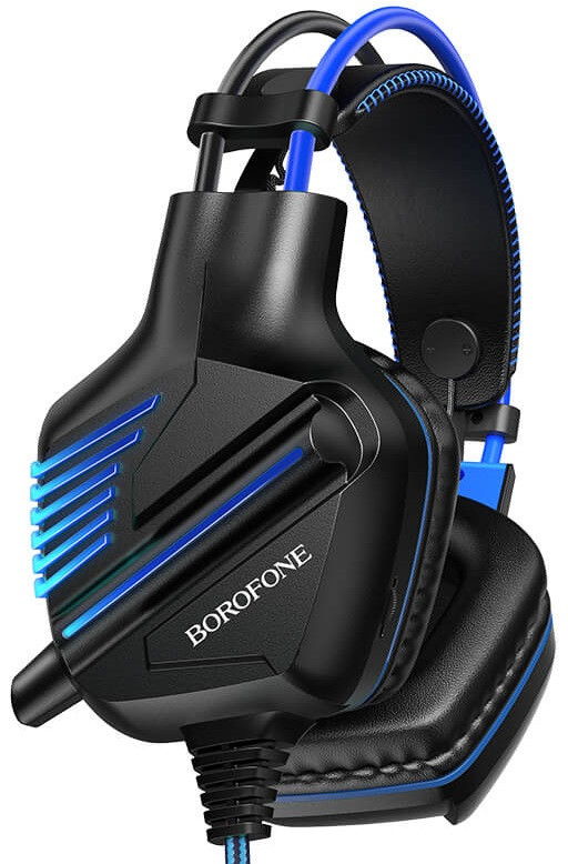 

Наушники игровые Borofone BO101 с микрофоном и LED подсветкой проводные черно-голубые (gr_017833)