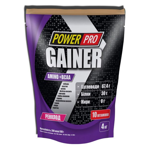 

Гейнер для набора массы Power Pro Gainer 4000 грамм ренклод