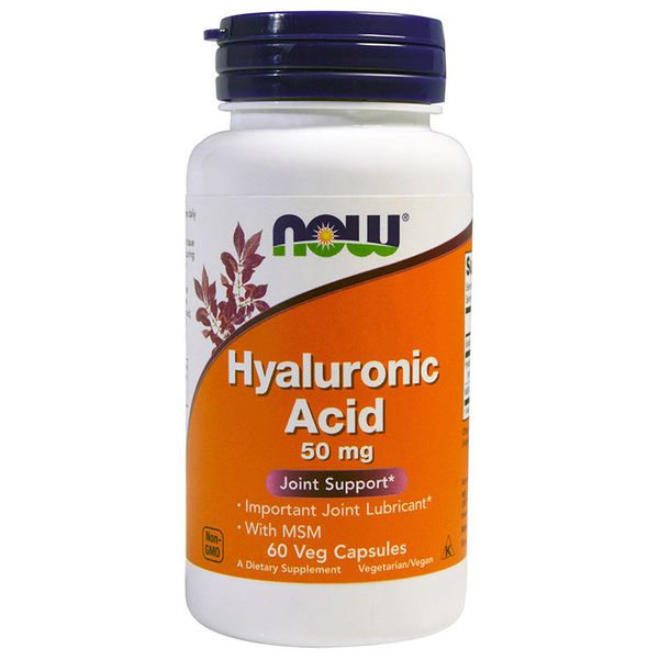 

Гиалуроновая кислота Now Foods Hyaluronic Acid 50 mg with MSM (60 капс) нау фудс