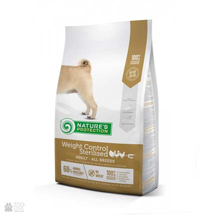 

Корм для собак после стерилизации и склонных к полноте Nature's Protection Weight Control Sterilised 4 кг