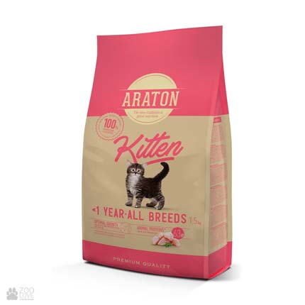 

Сухой корм для котят Araton Kitten All Breeds с домашней птицей 1,5 кг