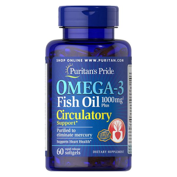 

Омега 3 Puritan's Pride Omega-3 Fish Oil Plus Circulatory Support 60 капсул