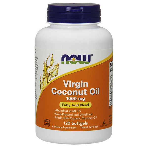 

Кокосовое масло Now Foods Virgin Coconut Oil 1000 mg (120 капс) нау фудс