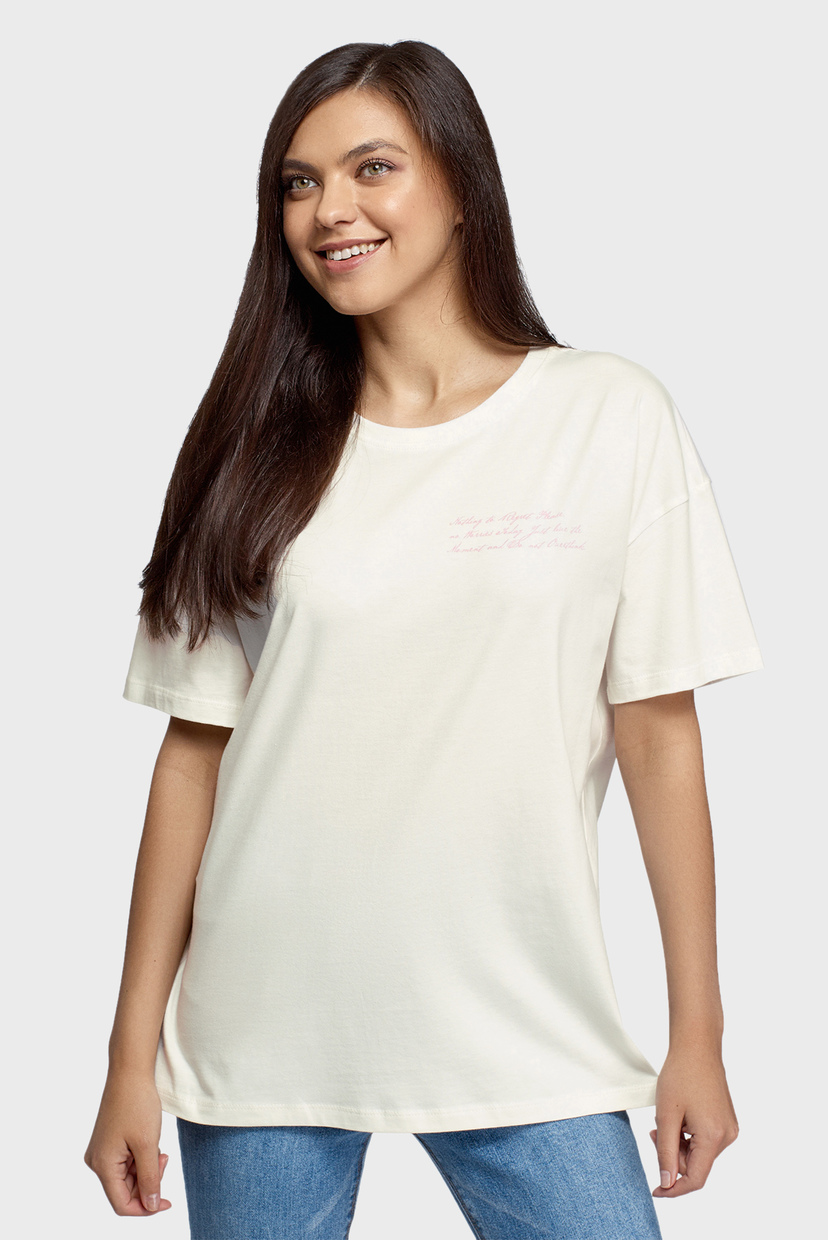 

Женская белая футболка Oodji  14708053-2/47885N/124DP, Женская белая футболка Oodji M 14708053-2/47885N/124DP