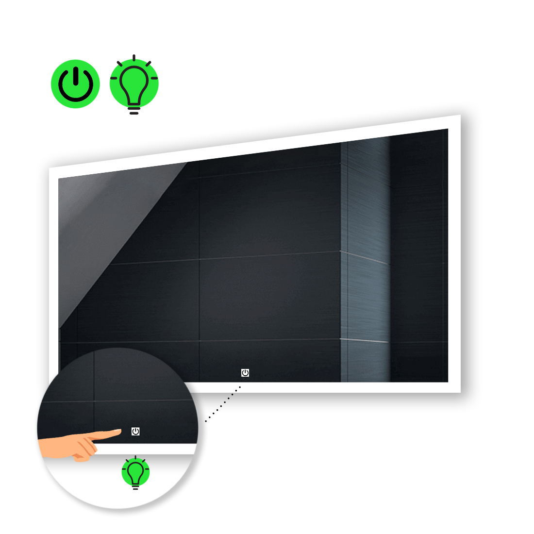 

LED-зеркало 80x60см, с сенсорной кнопкой управления, модель Simphony