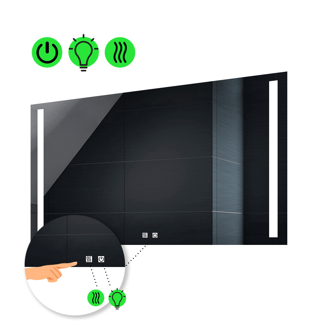 

LED-зеркало 80x60см, с двумя сенсорами и подогревом, модель Adelita