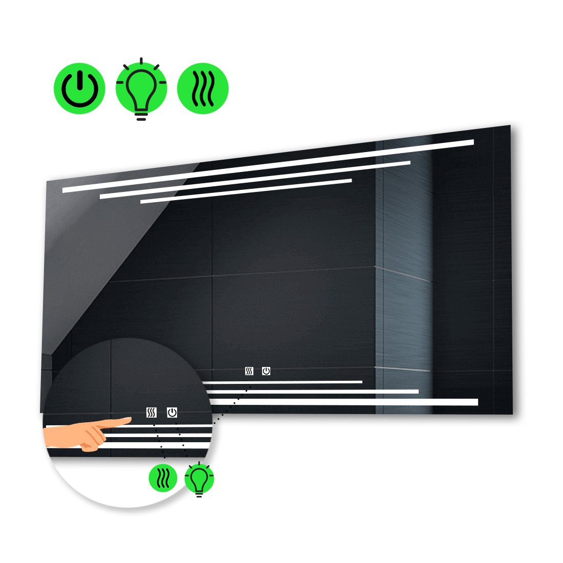 

LED-зеркало 80x60см, с двумя сенсорами и подогревом, модель Francisca