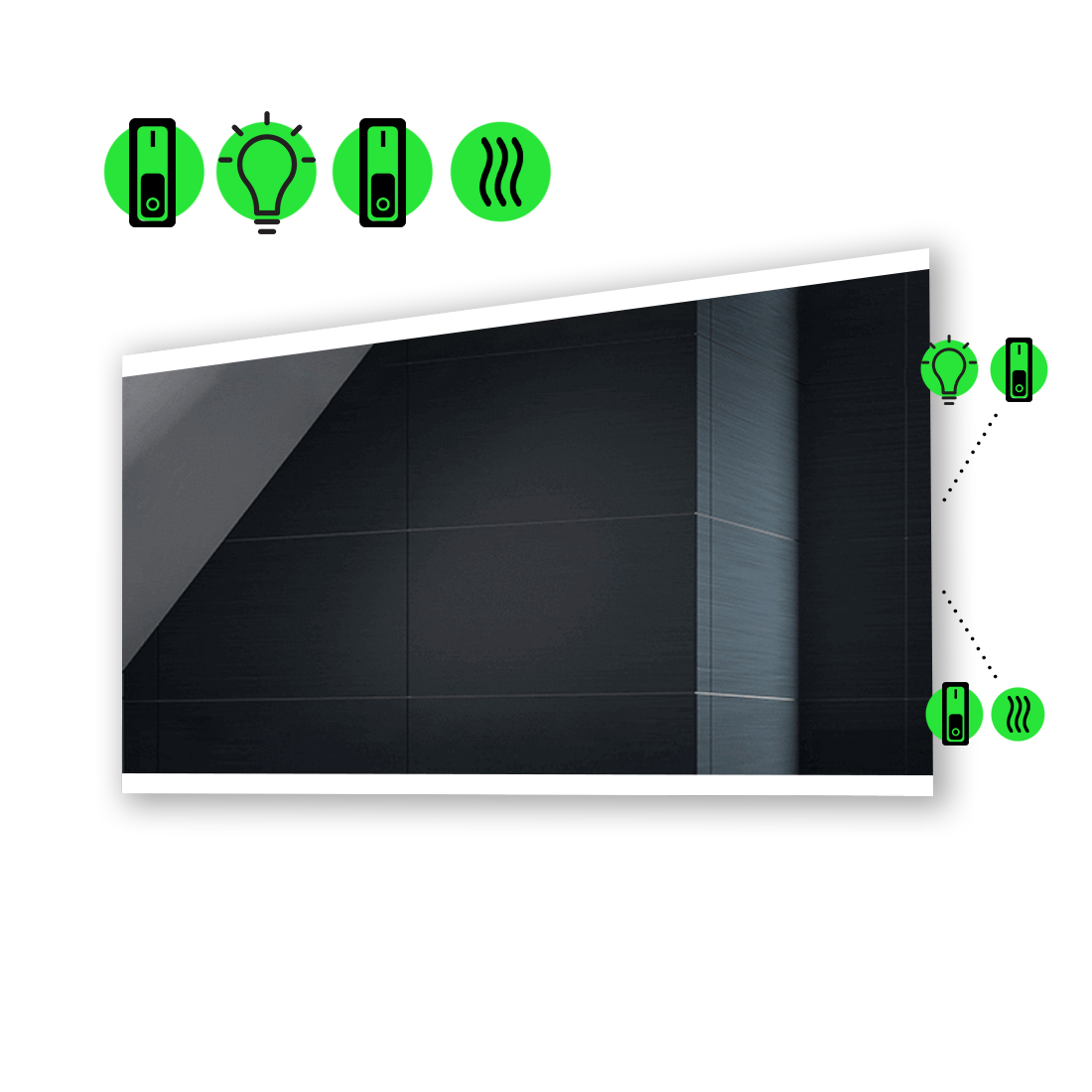

LED-зеркало 100x90см, с подогревом и двумя механическими включателями, модель Ines