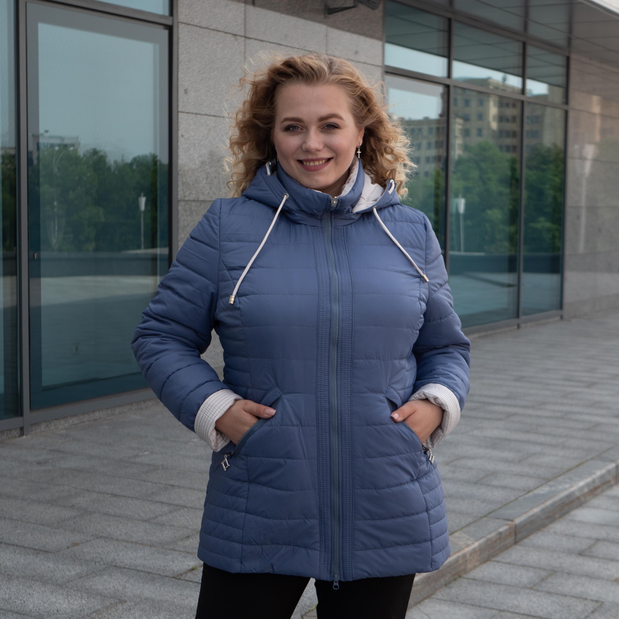 

Женская весенняя куртка большого размера UF-fashion Натали-UF 60 джинс