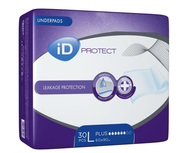 

Пеленки гигиенические ID Protect Plus одноразовые 60х90 см 30 шт