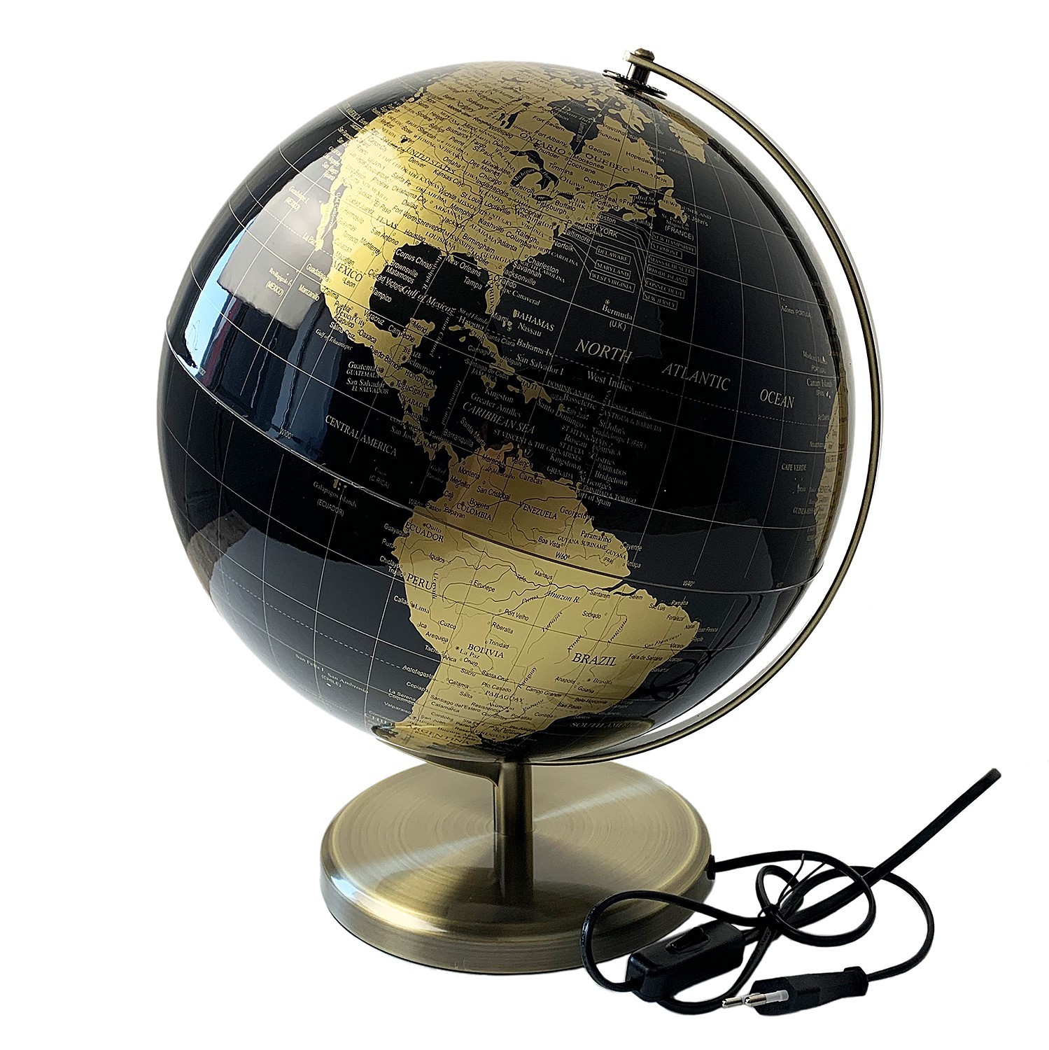 

Глобус 32 см Черно-золотой с подсветкой