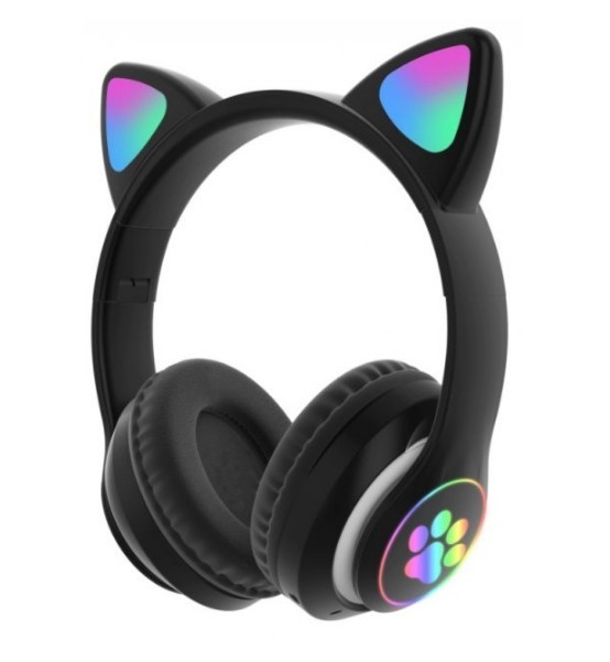 

Наушники Cat Ear VZV-23M беспроводные детские блютуз LED Bluetooth со светящимися кошачьими ушками черные
