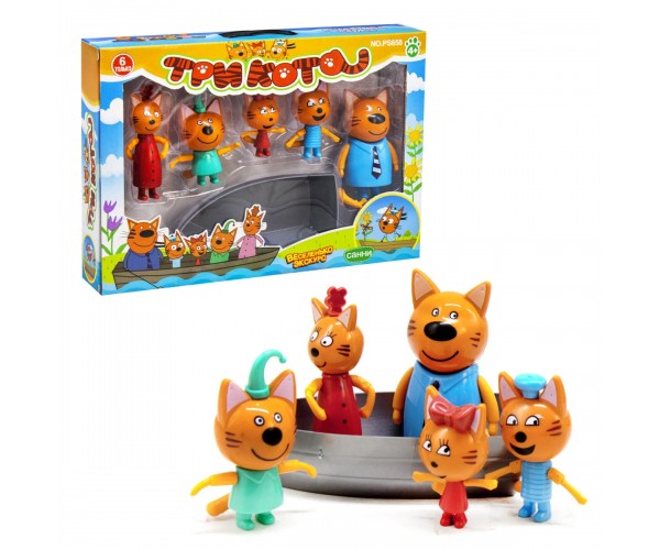 

Игровой набор Три Кота в лодке | Набор 5 фигурок, лодка