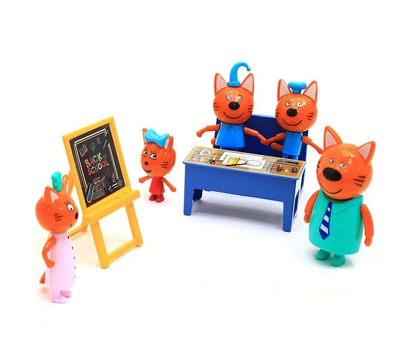 

Игровой набор Три Кота в школе | Набор 5 фигурок, стол, стул, доска
