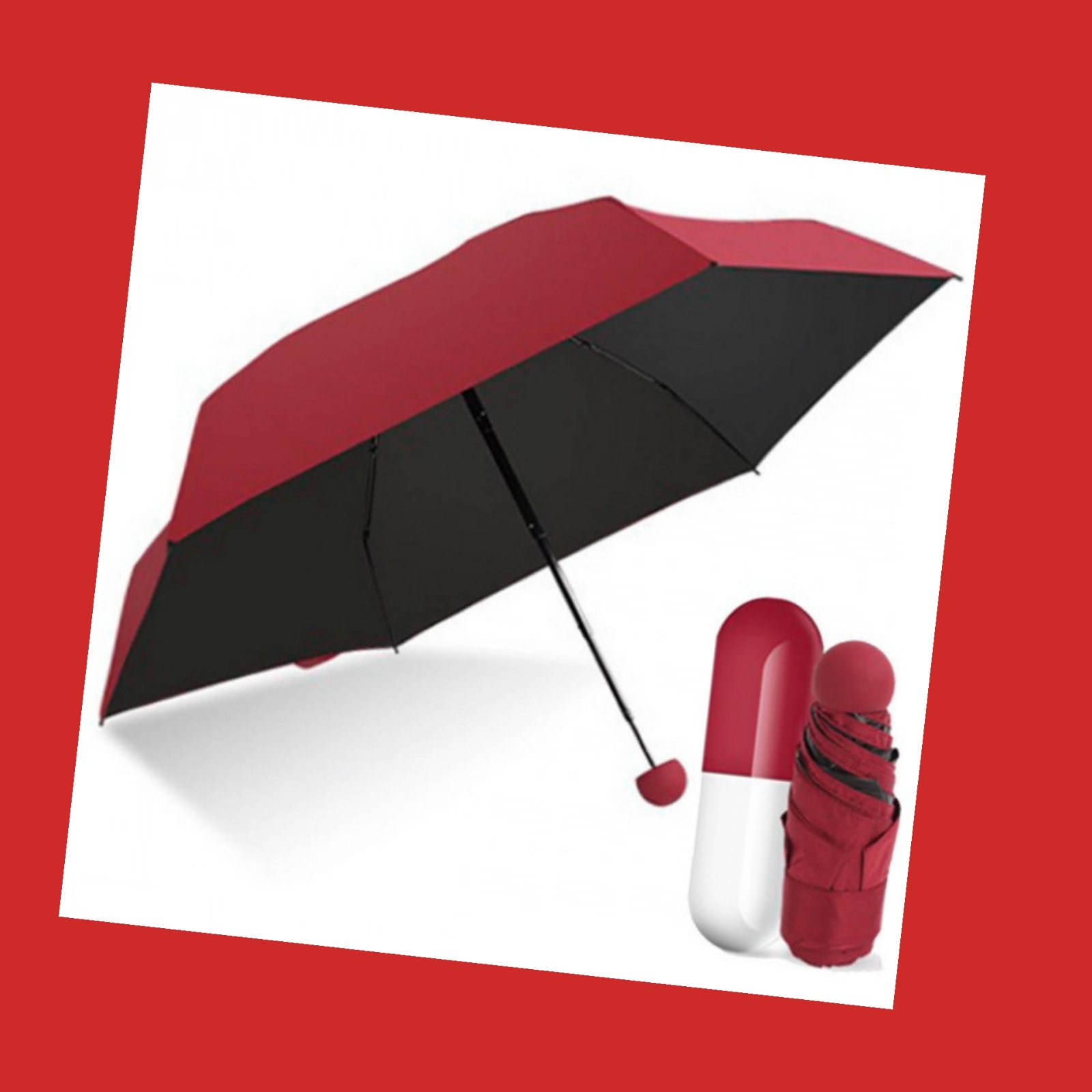 

Мини зонт в чехле капсула Capsule Umbrella стильный и удобный Red (2939)