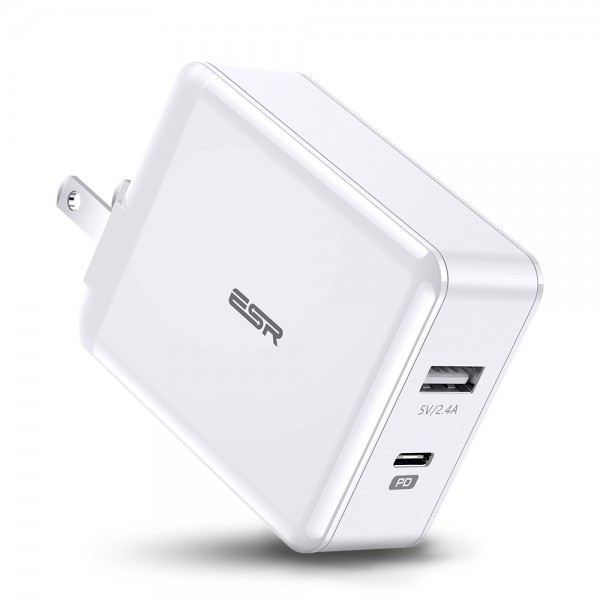 

Зарядное устройство ESR PD Charger EU White 30W 1 USB-C+1 USB